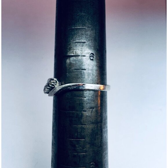 Estate 10K White Gold Ring w/ Diamond Chips – Vintage Size 6.5 Fine Jewelry - Picture 6 of 10